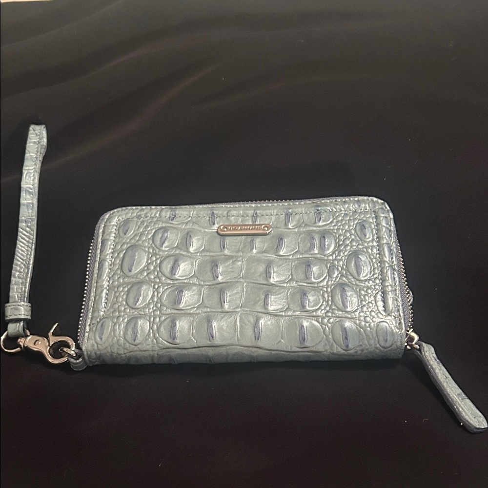 Brahmin Light Blue Croc-Embossed clutch/wallet - Picture 2 of 7